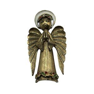 Vintage Arthur Pepper Brooch Praying Angel Pin‎ GoldTone Signed ART Book Piece